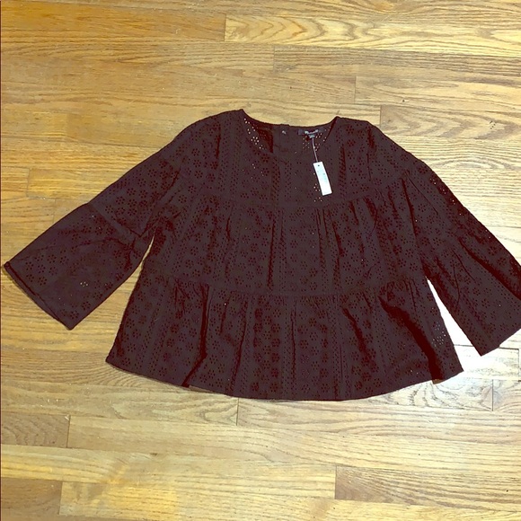Madewell Eyelet Torres Button Back Top - Picture 1 of 7